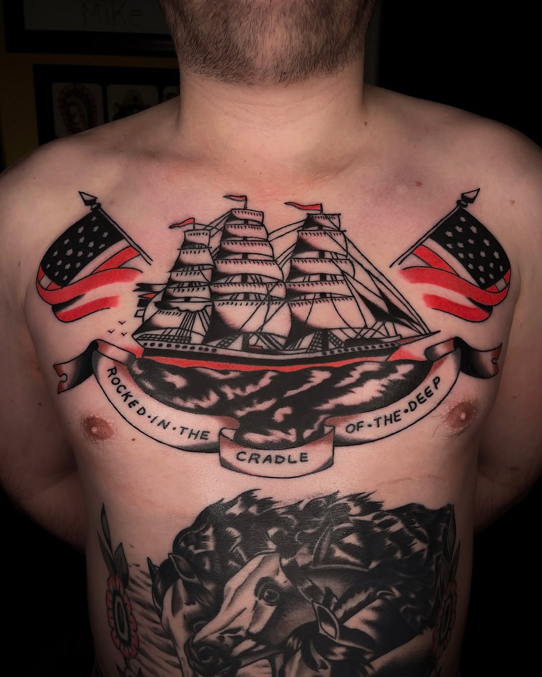 Tattoo by @under_handed — american_traditional, lettering_script