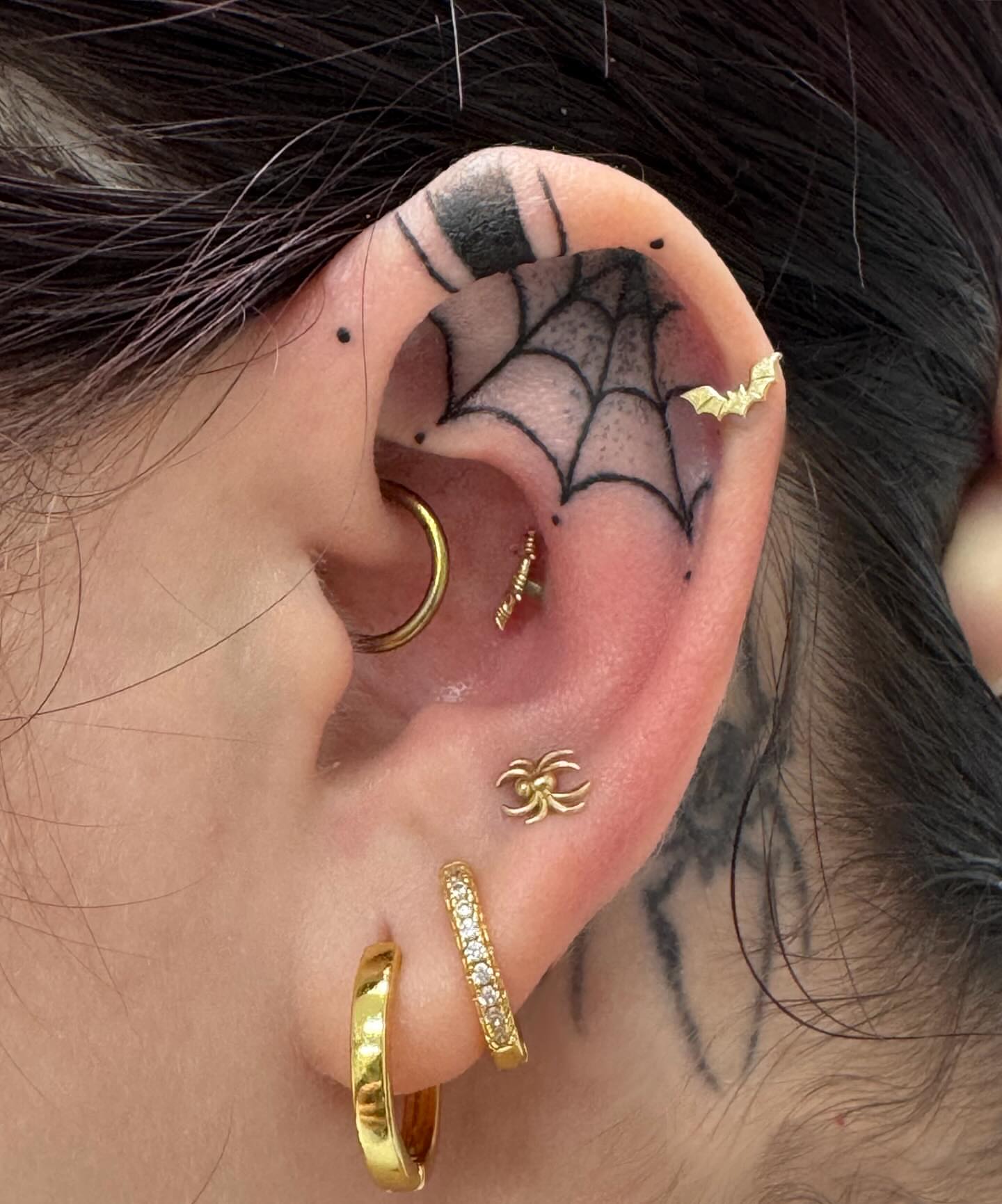 Spiderweb dotwork tattoo by Lacee-Beth Finch