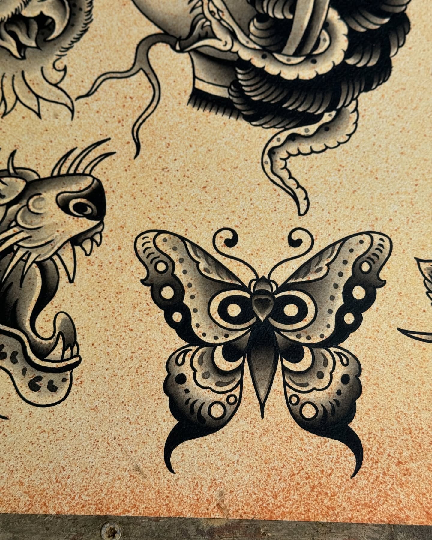 Butterfly American traditional tattoo by Domanick Libretti, Nashville, Tennessee