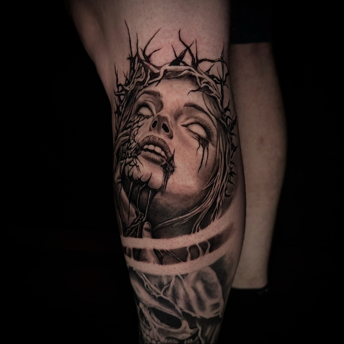 Tattoo by @corycabletattoos — black_and_grey, realism