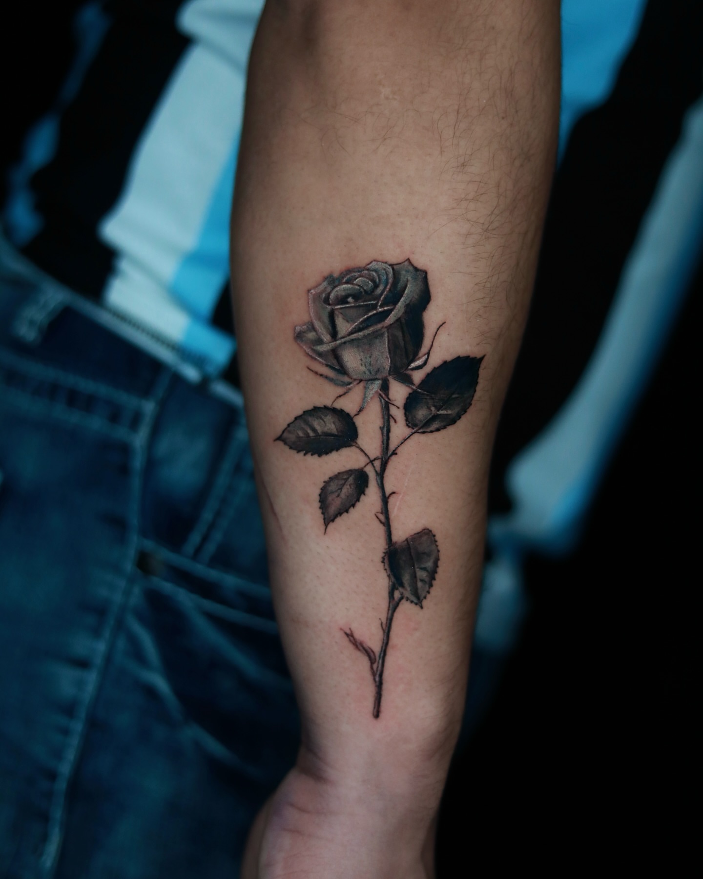 Rose realism tattoo on the forearm by memo
