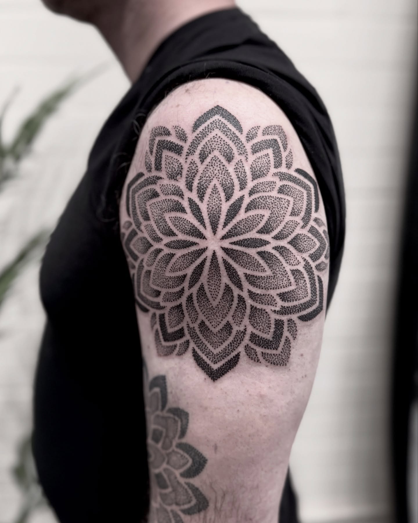 Tattoo by @shakuto_tattoos — dotwork, geometric