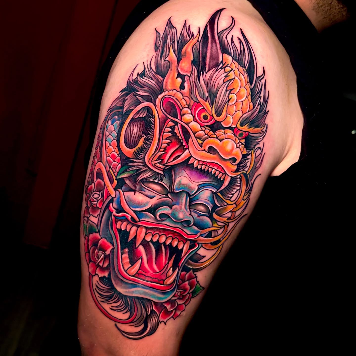 Dragon japanese irezumi tattoo on the shoulder by Morgan Jones