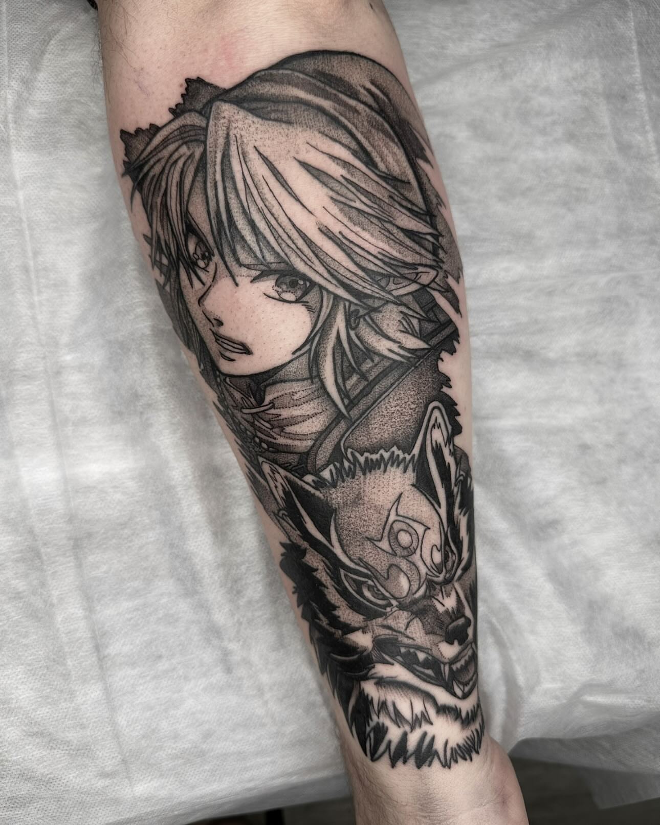 Tattoo by @goose_tattoos โ dotwork, anime