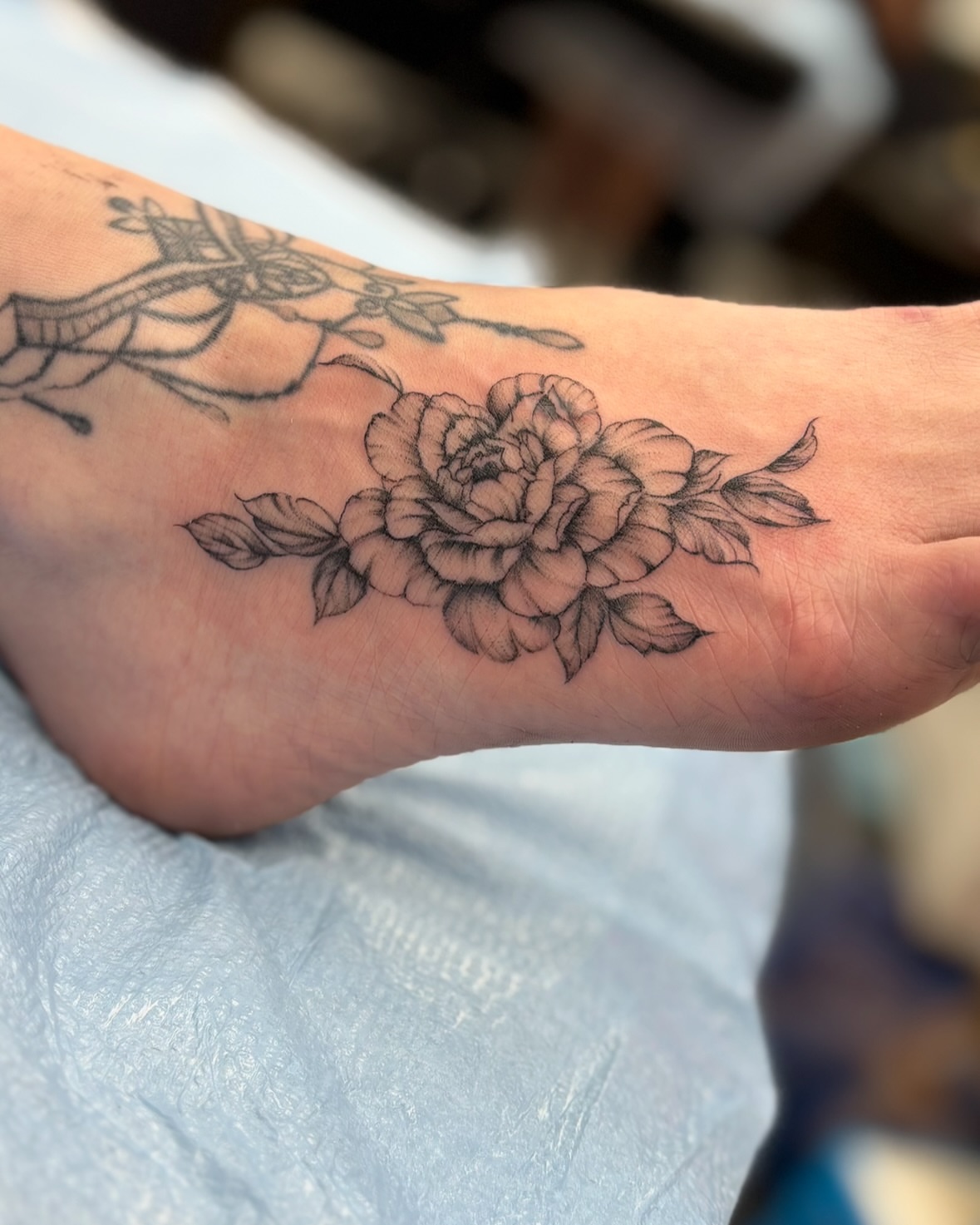 Peony black and grey tattoo on the forearm by $weet little leslie 🩶🧚🏻‍♀️