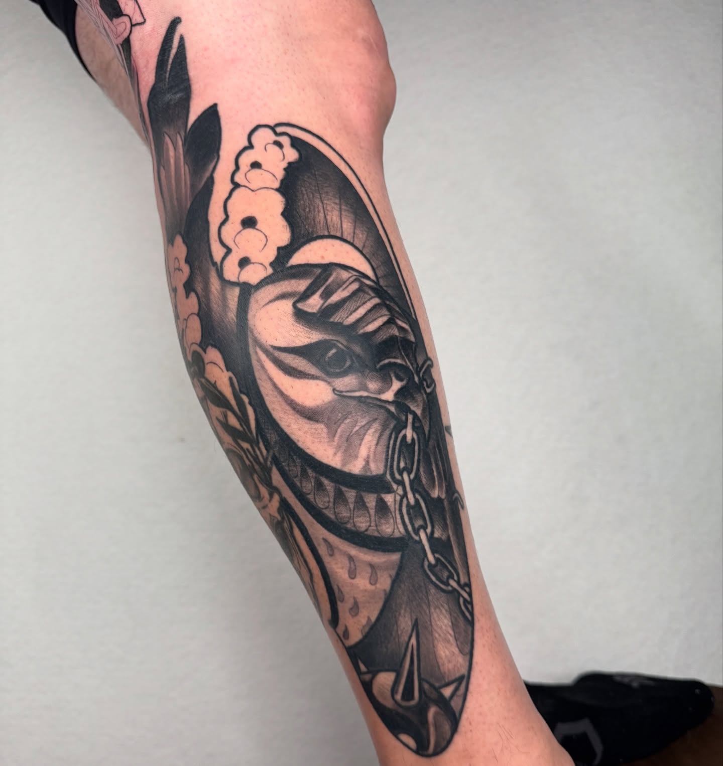 Bird with chain American traditional tattoo on the forearm by ✖️mike Alan✖️