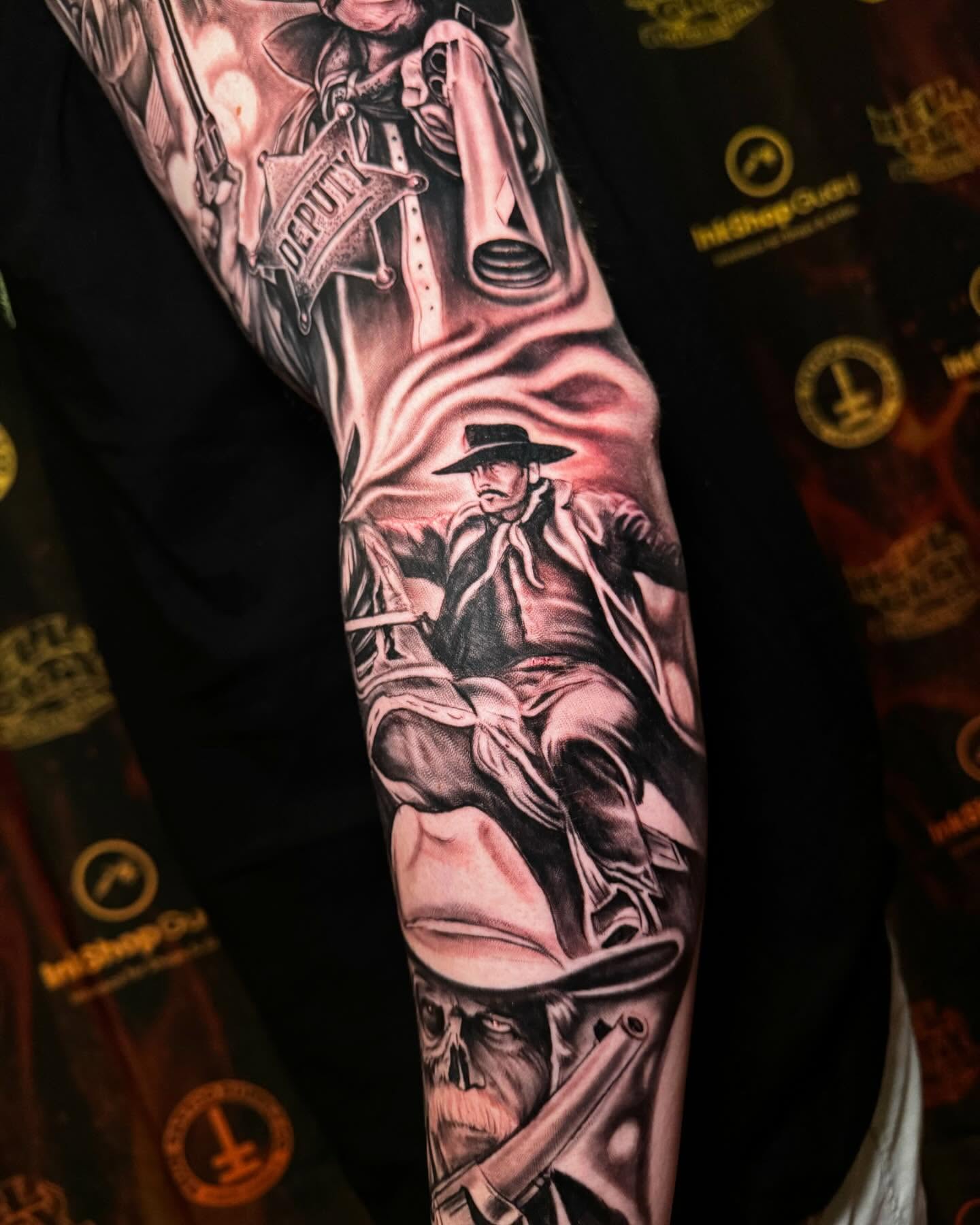 Cowboy realism tattoo on the forearm by Shawn Skale