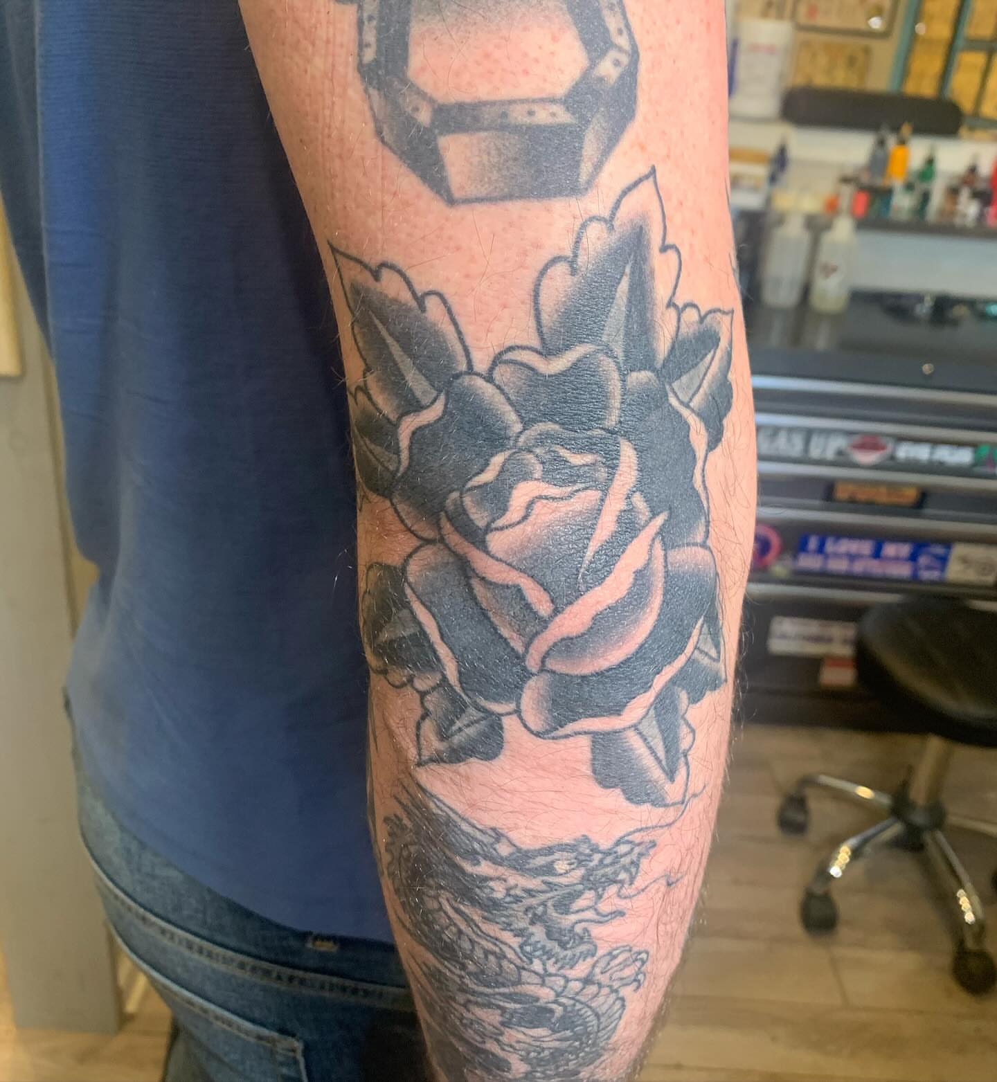 Rose American traditional tattoo on the forearm by mike_howard