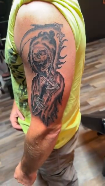 Grim Reaper realism tattoo by Jessica π