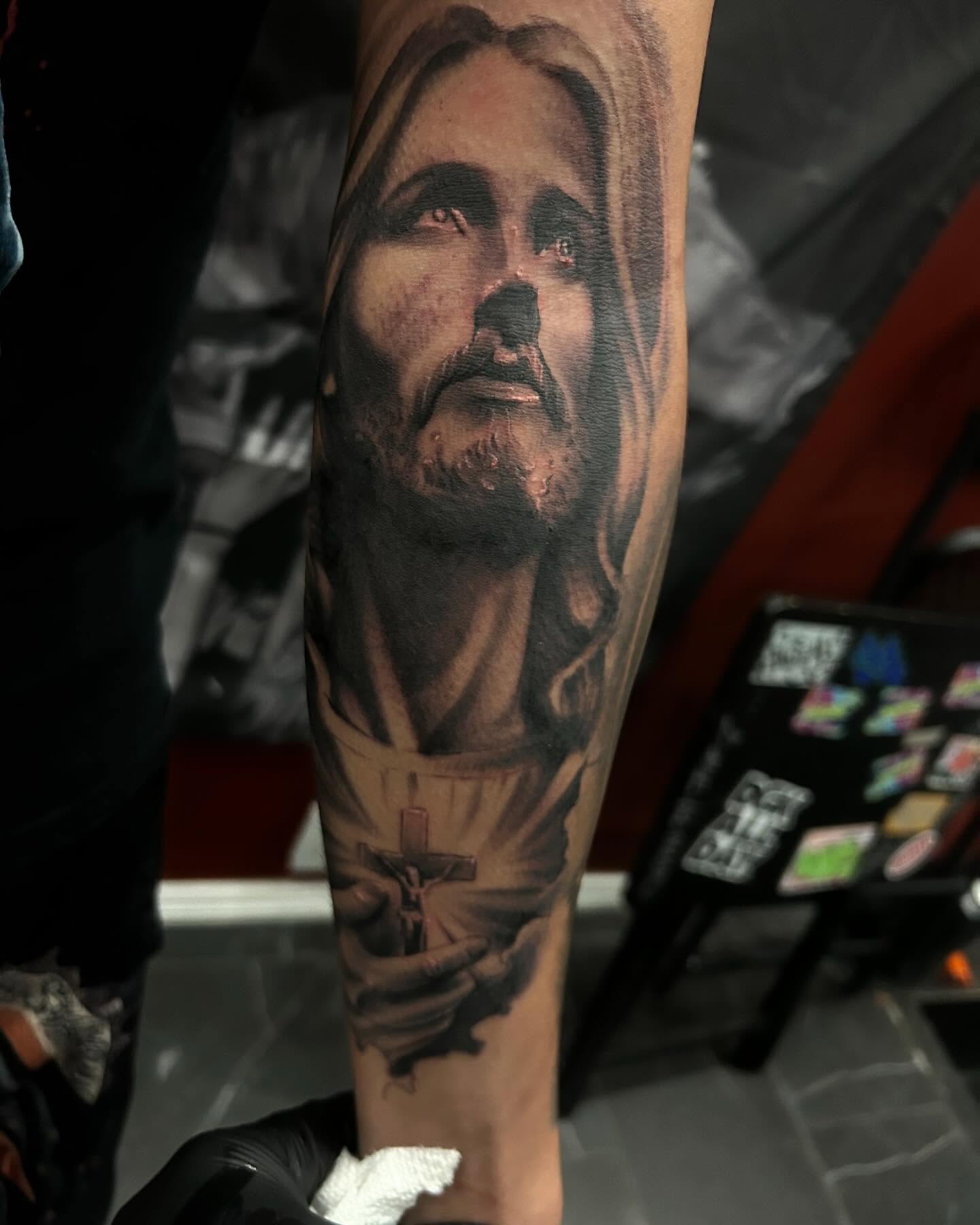 Tattoo by @inkgraved_arts — realism, black_and_grey