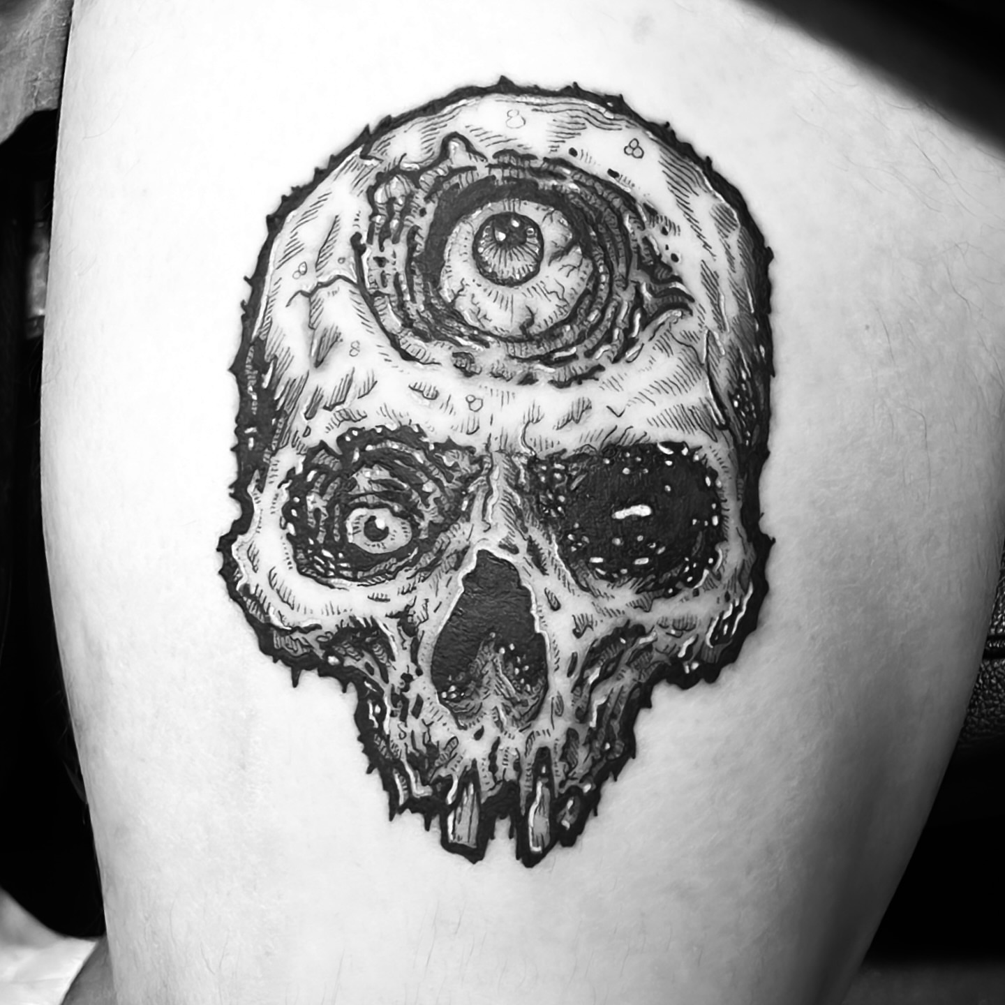 Tattoo by @jonvonschlong — black_and_grey, dark_realism