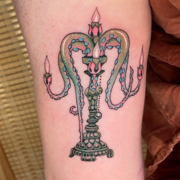 Tattoo by @forever.scabs — dotwork, surrealism