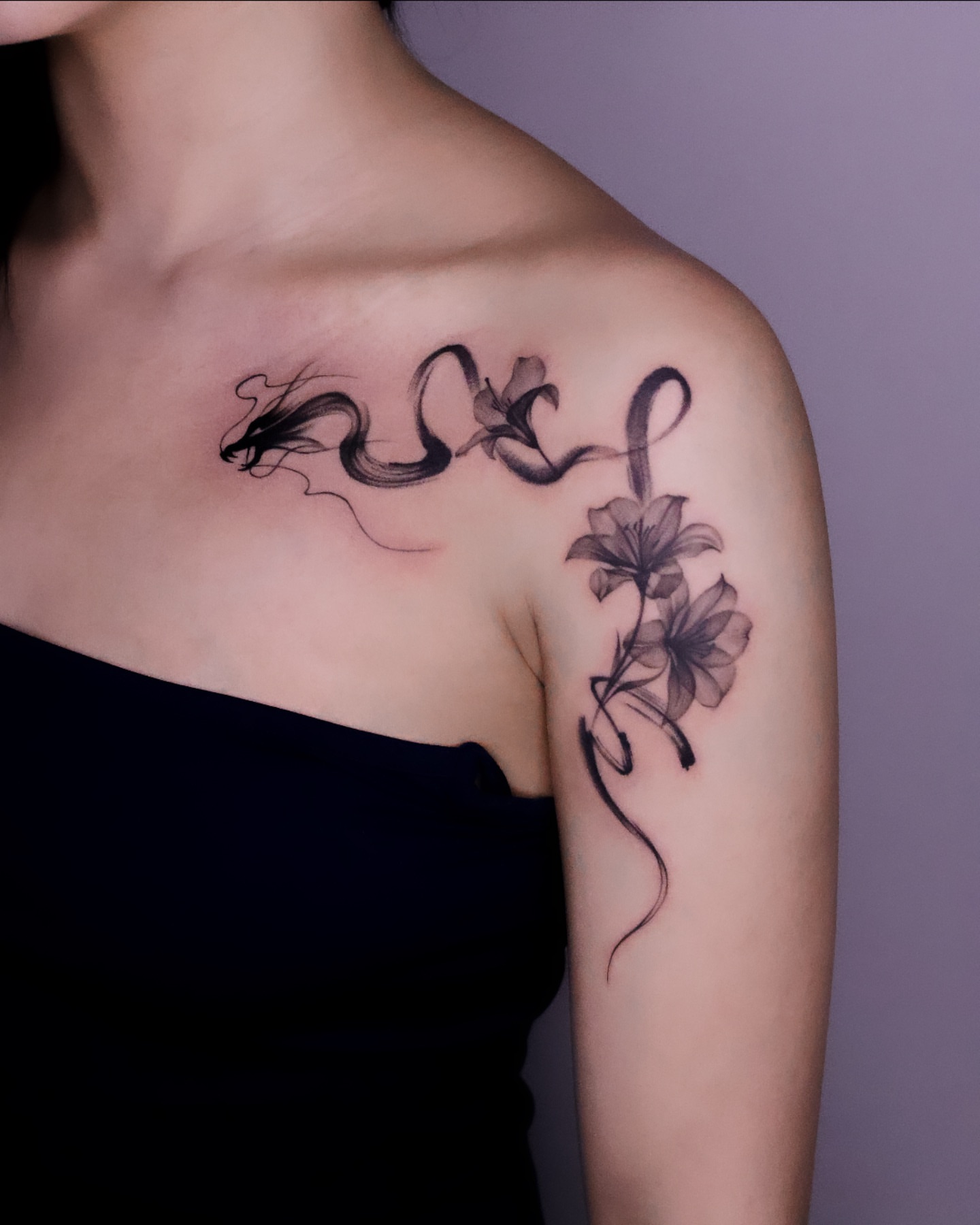 Tattoo by @kaki_tattooer — black_and_grey, fine_line