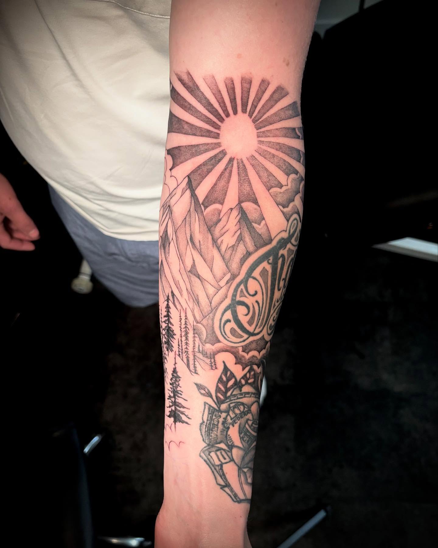 Tattoo by @persephoneink_ — black_and_grey, dotwork