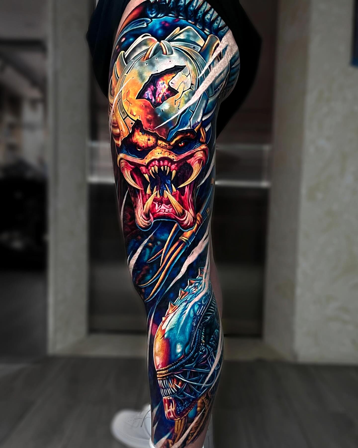 Alien creature realism tattoo on the forearm by Bình Nguyễn