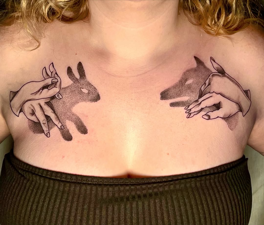 Ignorant tattoo on the chest by Rachel Hanke