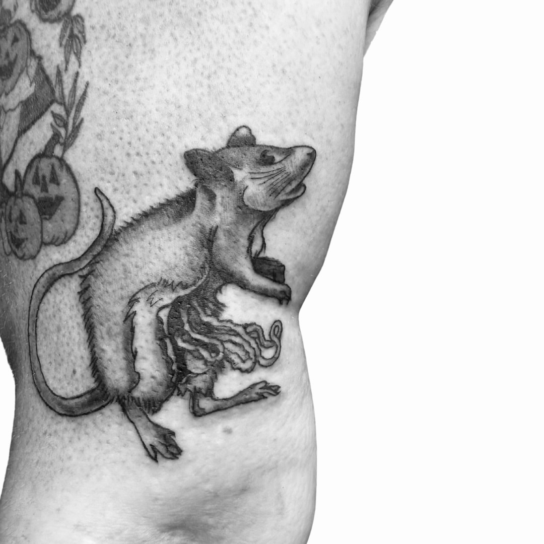 Tattoo by @anastrangebird — black_and_grey