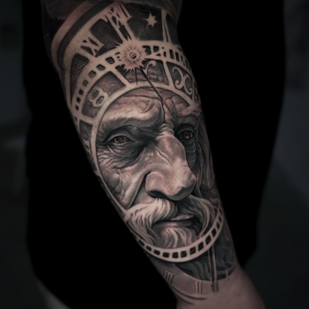 Tattoo by @davidbaenatattoo — realism, black_and_grey