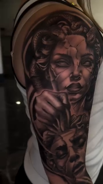 Medusa and a classical bust realism tattoo by Danny Aceves ✨ San Diego tattoo artist