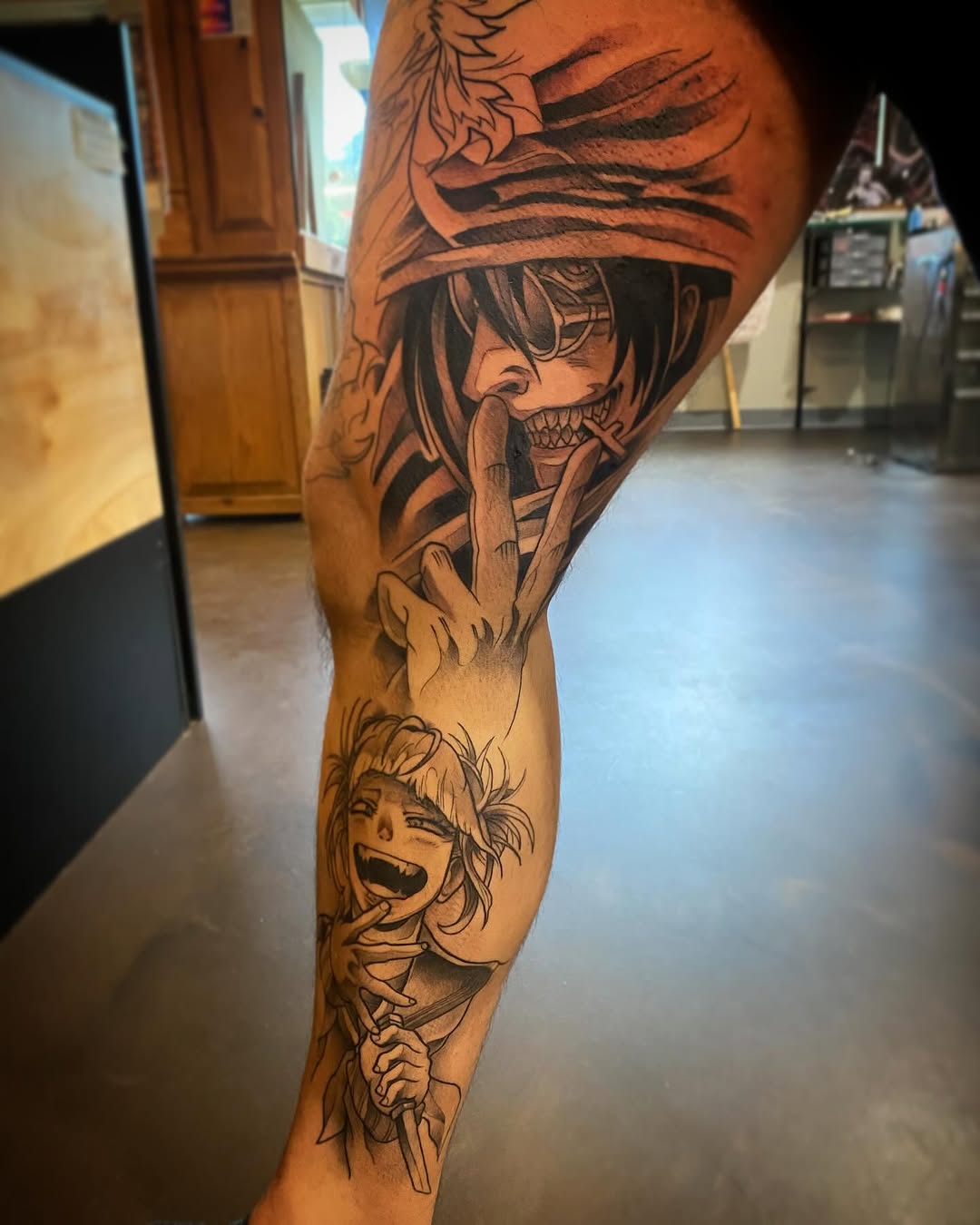 Anime characters anime tattoo on the forearm by Cody Wolfe