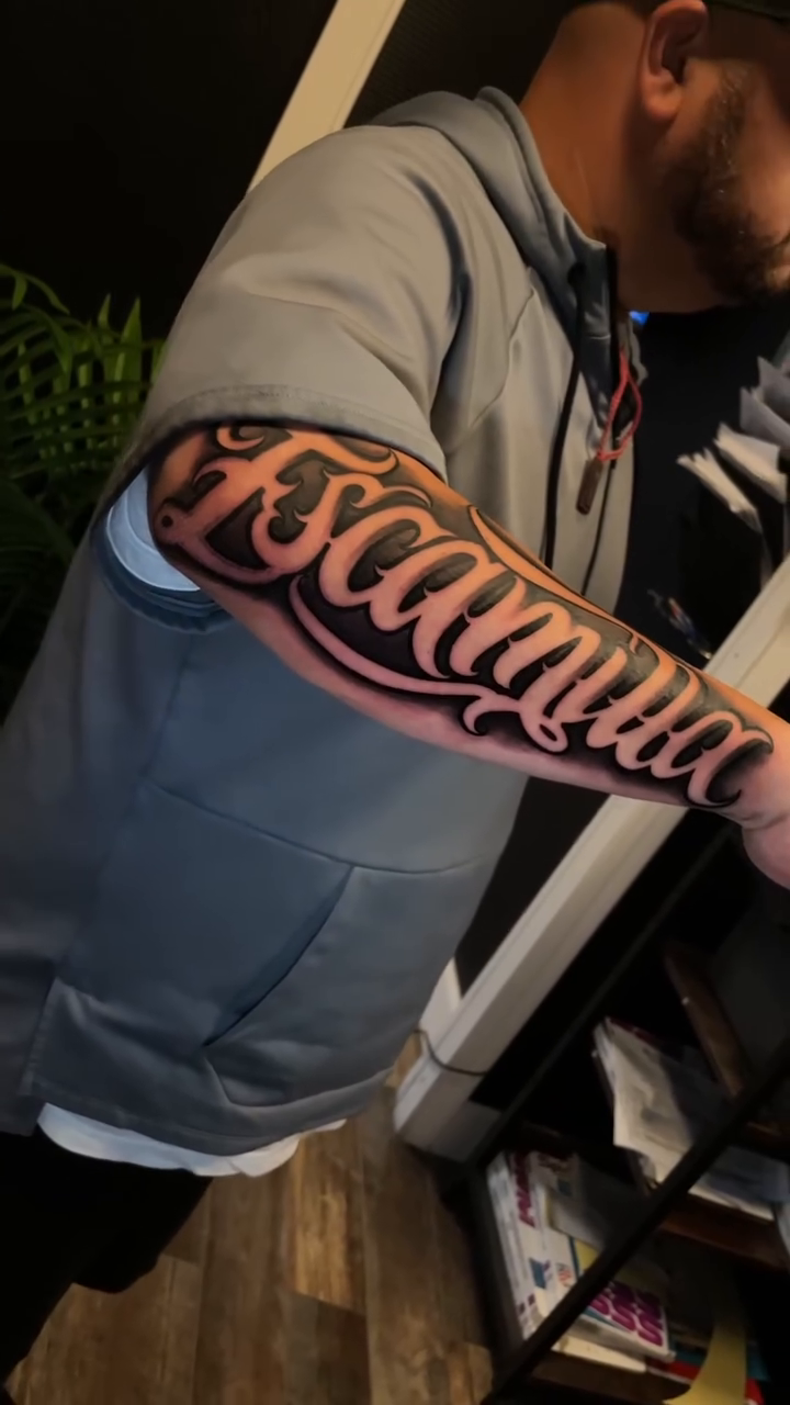 Tattoo by @tiffypxo — lettering_script, chicano
