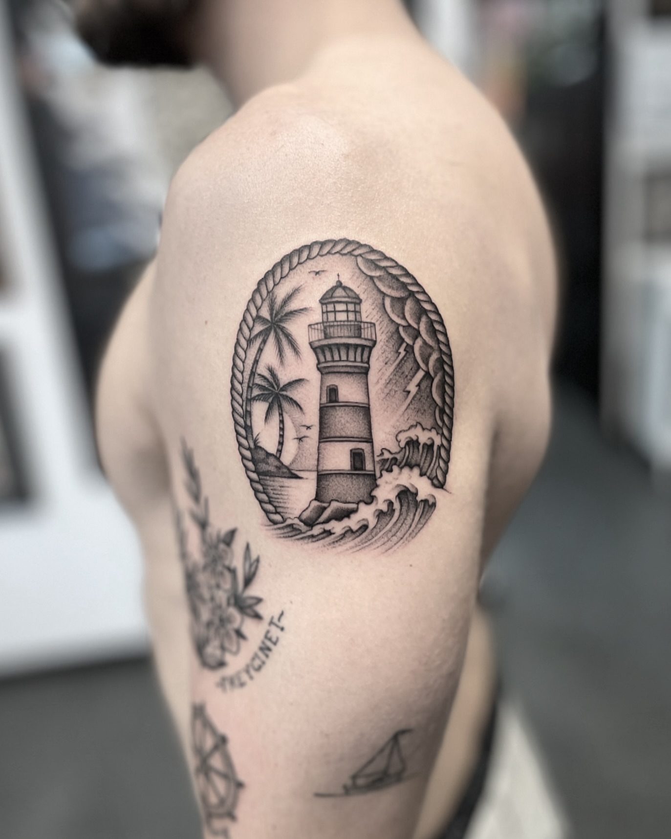 Tattoo by @bradtattoos_ — black_and_grey