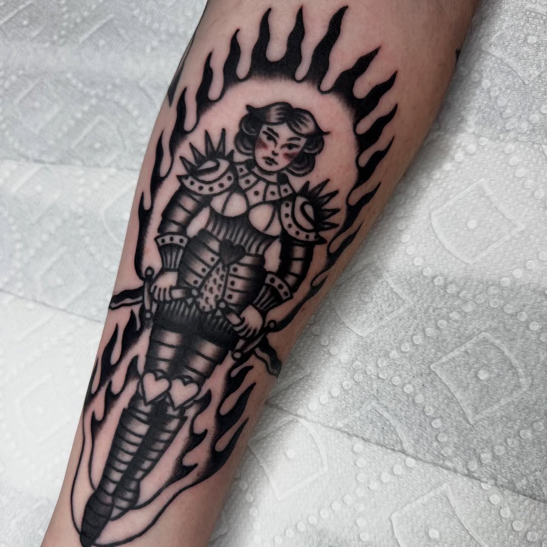 Tattoo by @jojobentontattoo — american_traditional, black_and_grey