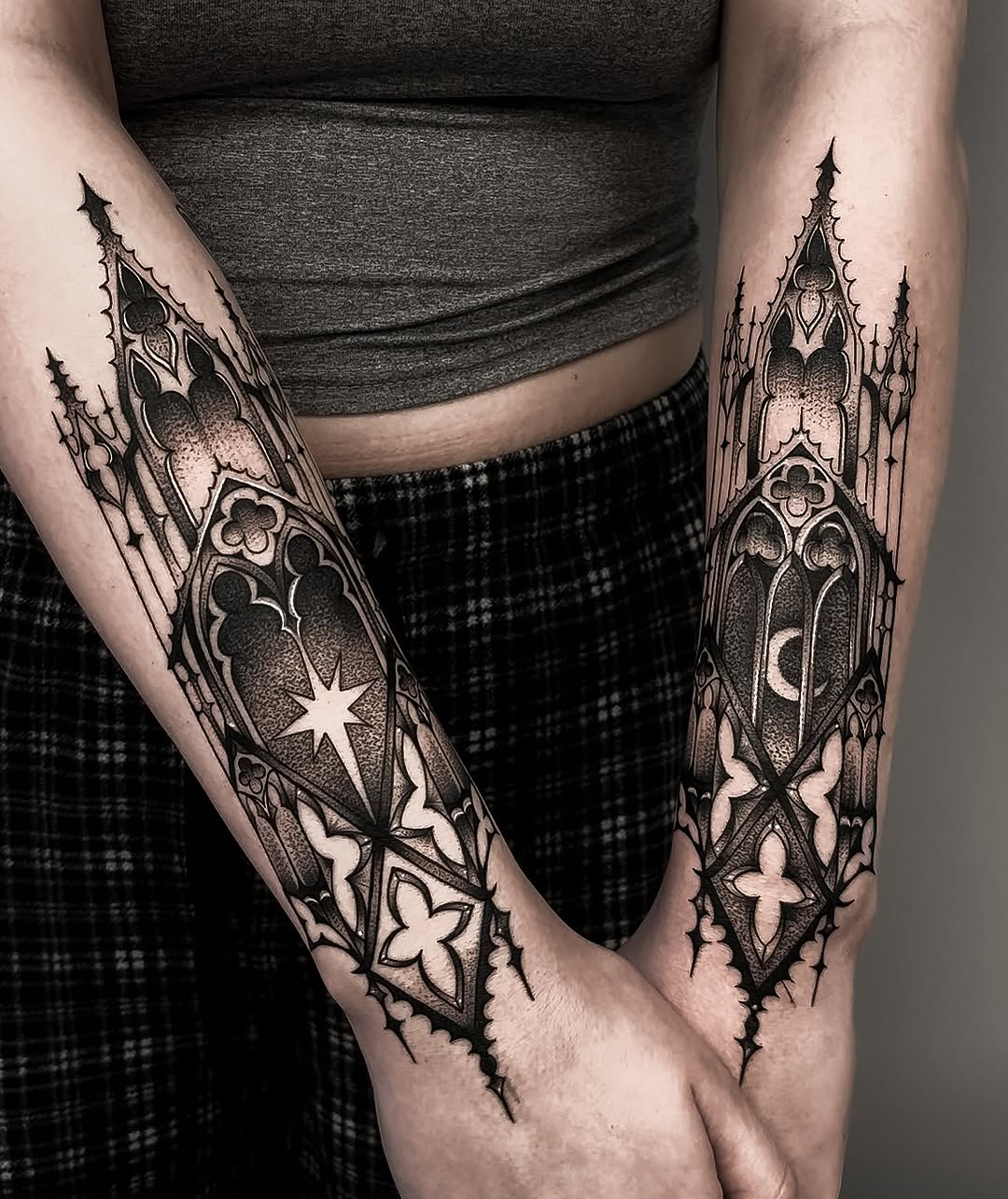 Gothic architecture window ornamental tattoo on the forearm by ✿ Desiree Gawle ✿