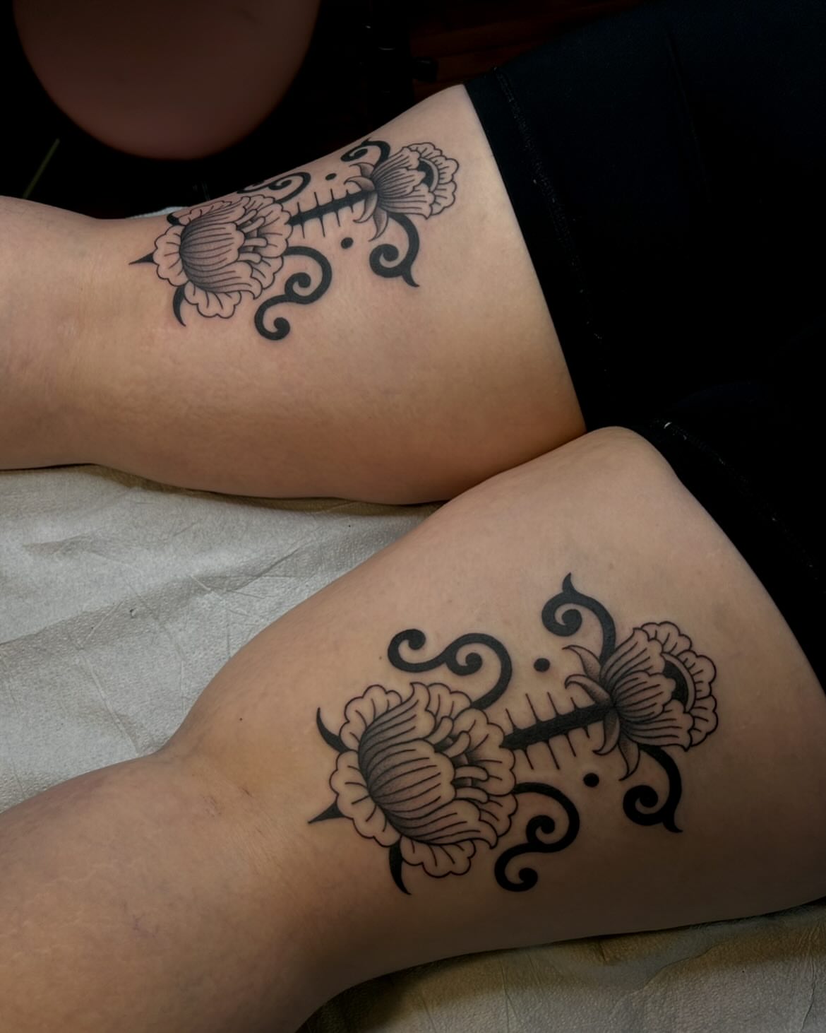 Floral skeleton black and grey tattoo on the forearm by ☻ darby robertson ☻