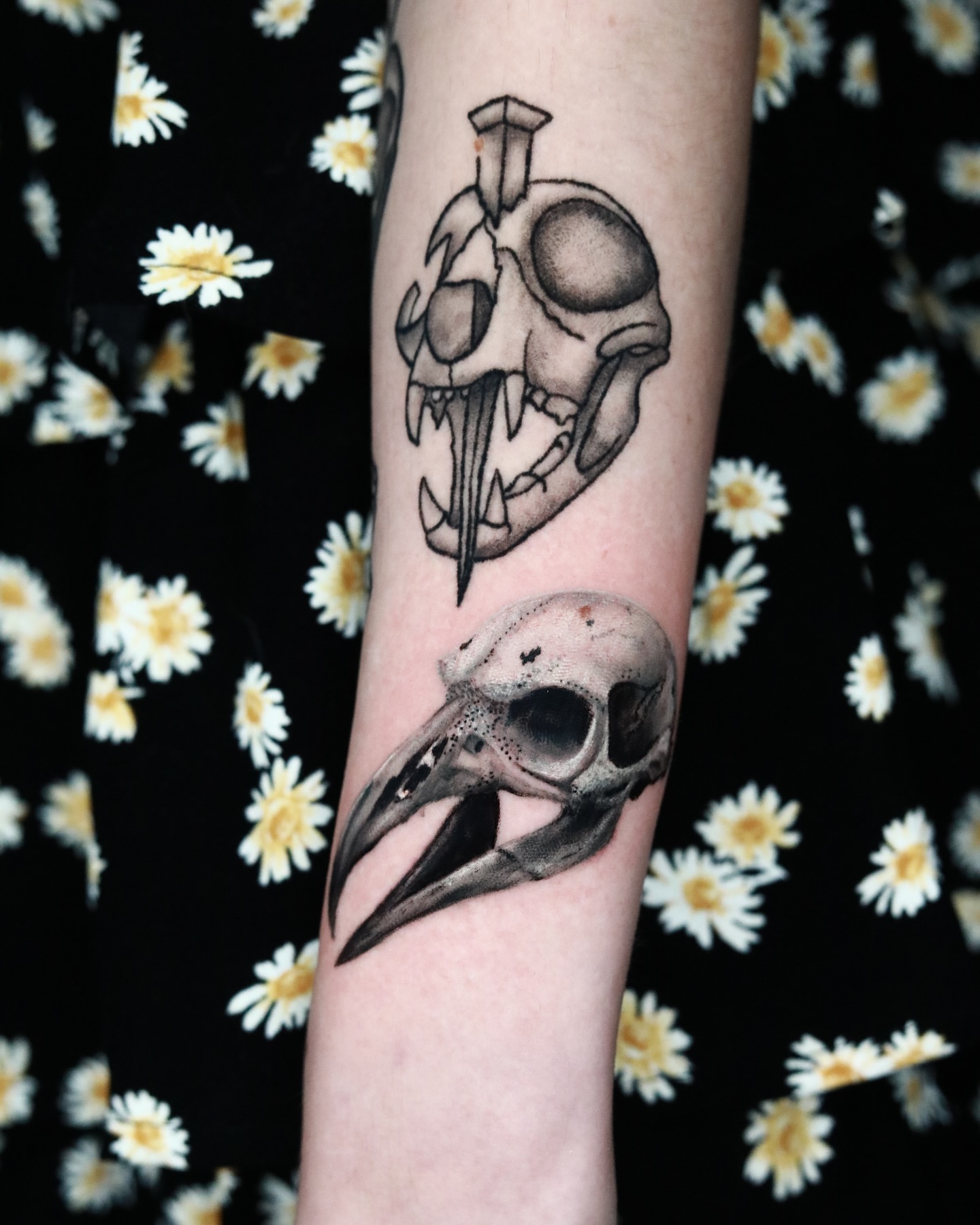 Skull realism tattoo on the forearm by memo
