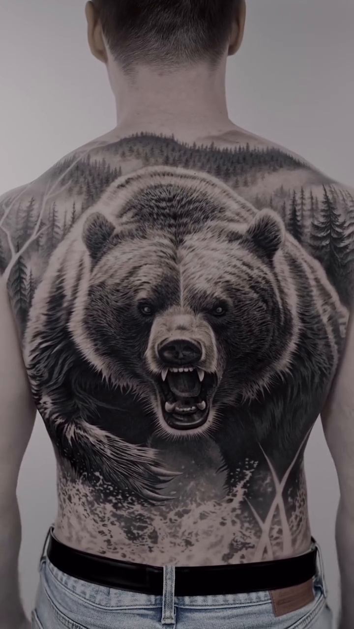 Bear realism tattoo by Jesus Alonso