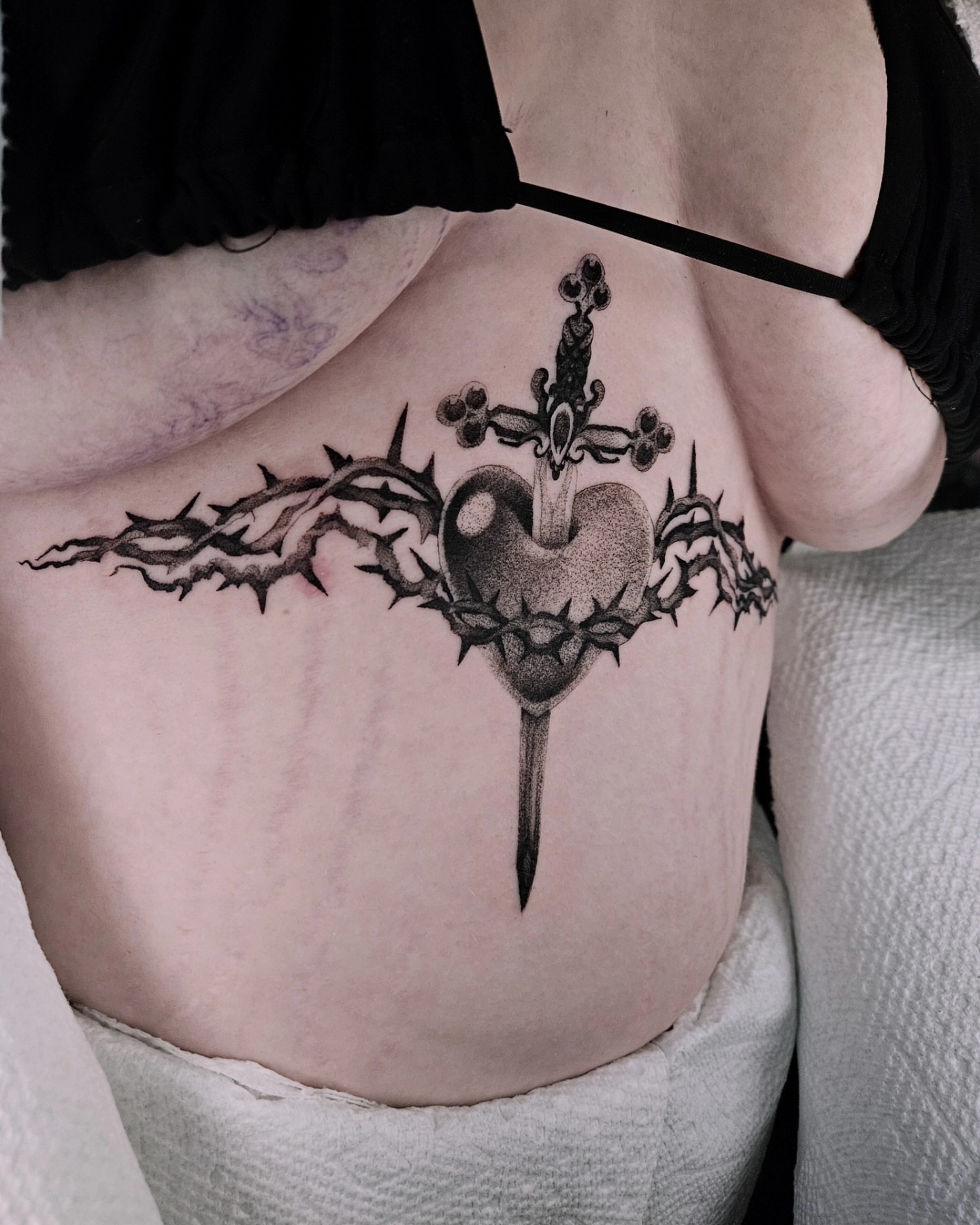 Tattoo by @fermented_ink — dotwork, black_and_grey