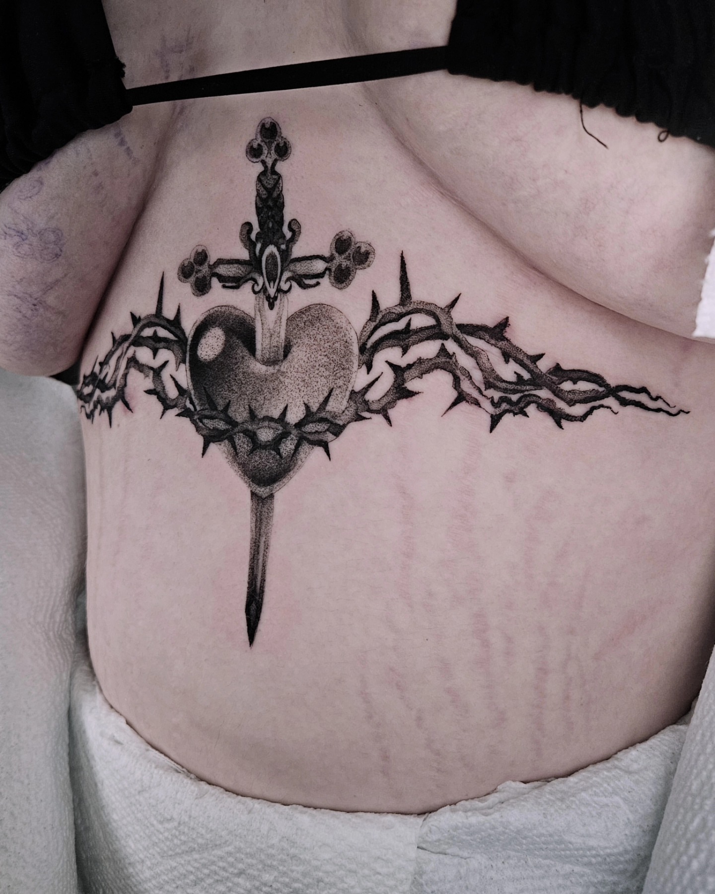 Tattoo by @fermented_ink — dotwork, black_and_grey