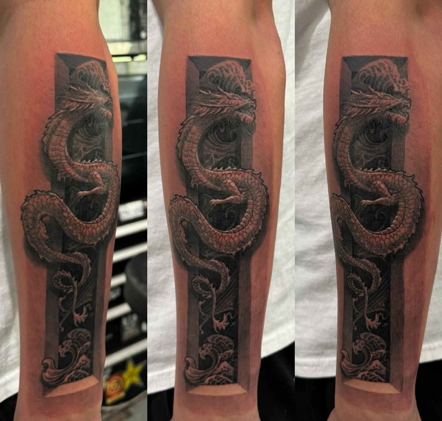 Dragon realism tattoo on the forearm by marcus labonne
