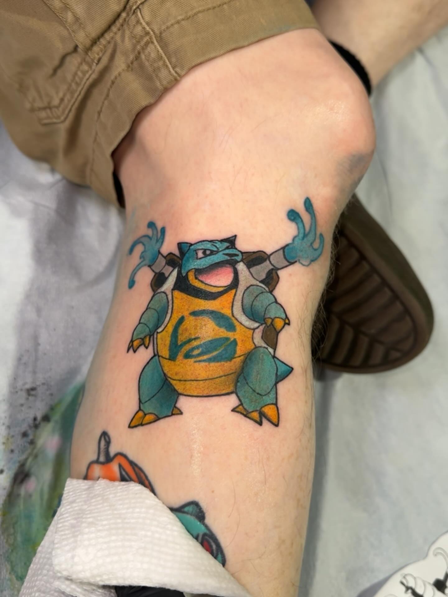 Squirtle new school tattoo on the forearm by Robbie Roberson