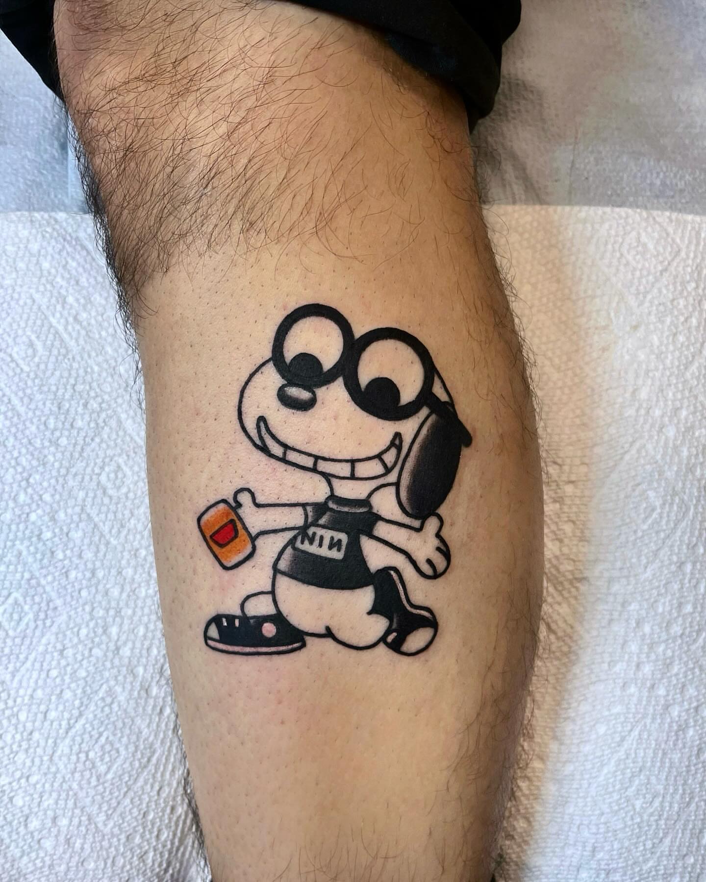 Character black and grey tattoo on the forearm by Elizabeth Summers ❨・¨⬮ Traditional Tattoo