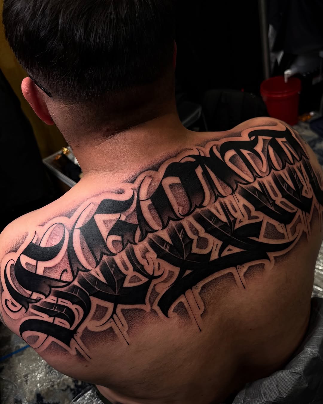 Tattoo by @aleckzi_ramos — lettering_script, blackwork