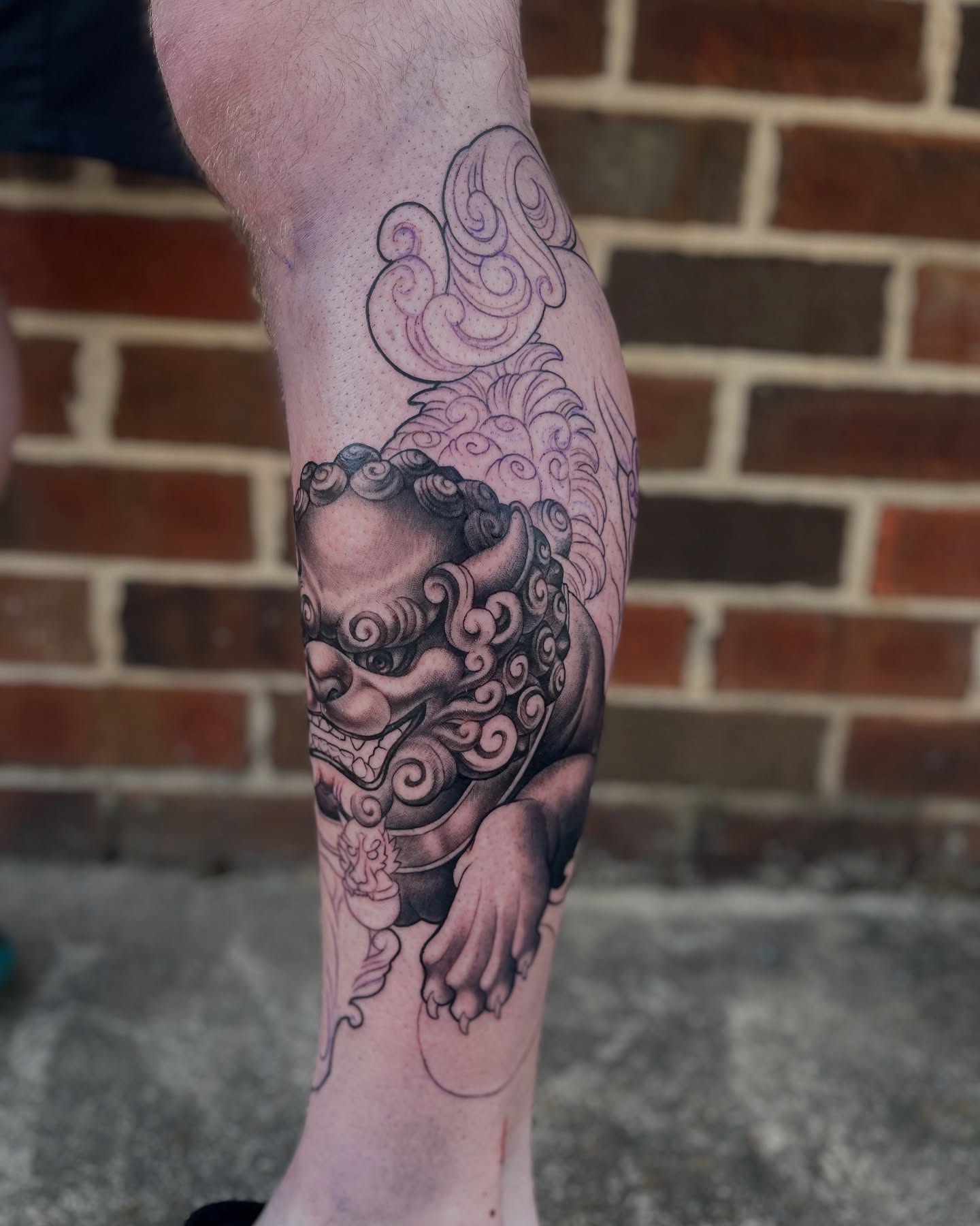 Lion japanese irezumi tattoo on the forearm by Angelique Sanders, Tellico Plains, Tennessee