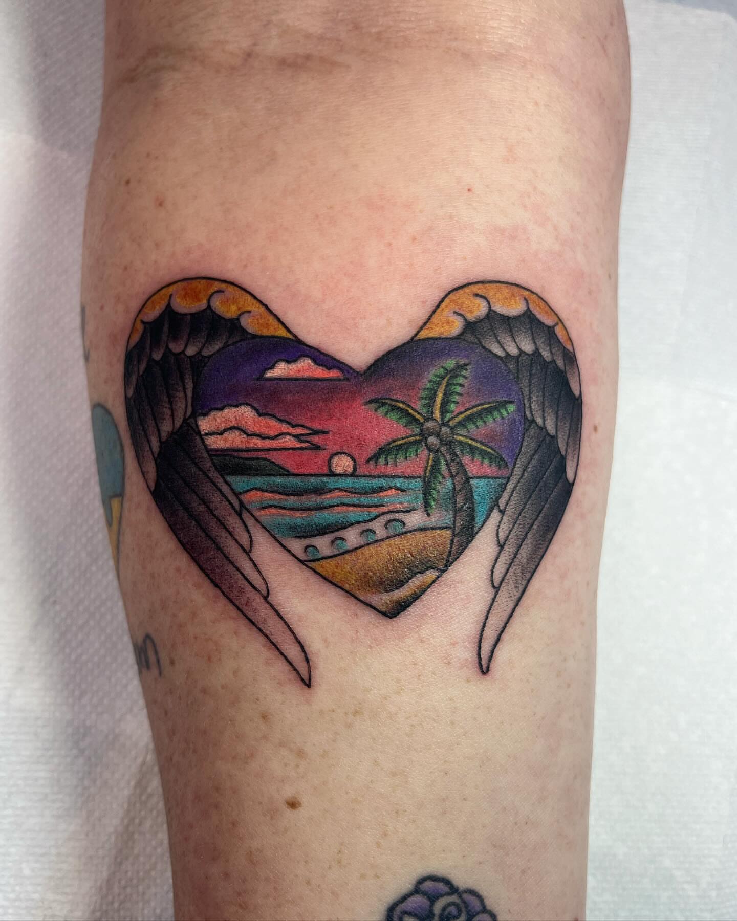 Heart with wings American traditional tattoo on the forearm by Brian Mcfadden