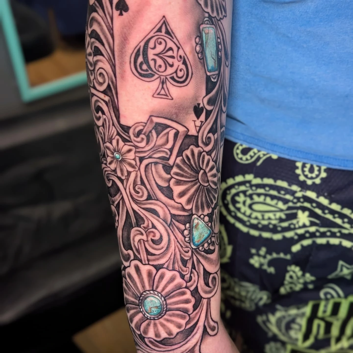 Ace of spades American traditional tattoo on the forearm by Bethany Jane Tattoos