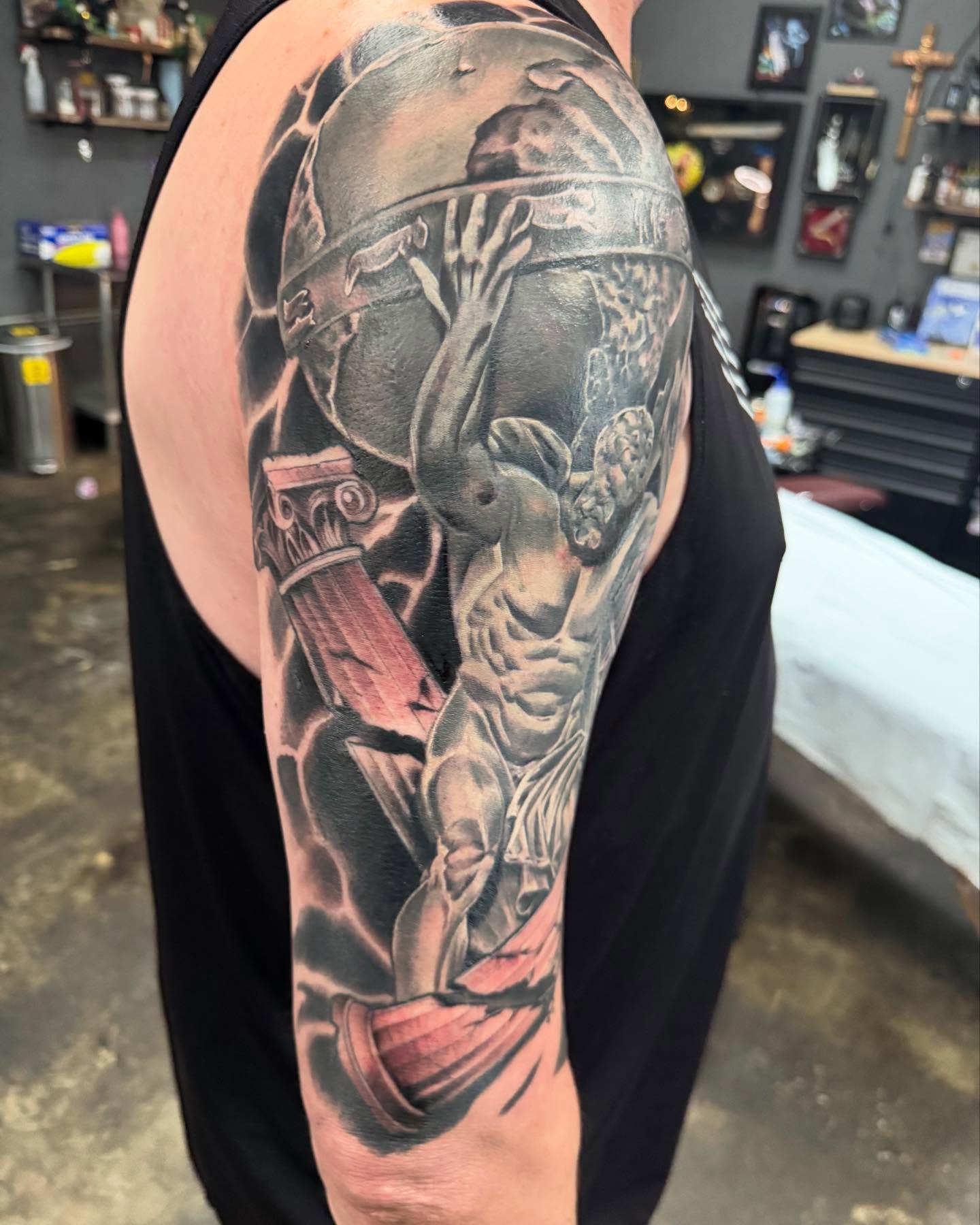 Tattoo by @travisbrowntattoos — realism, black_and_grey
