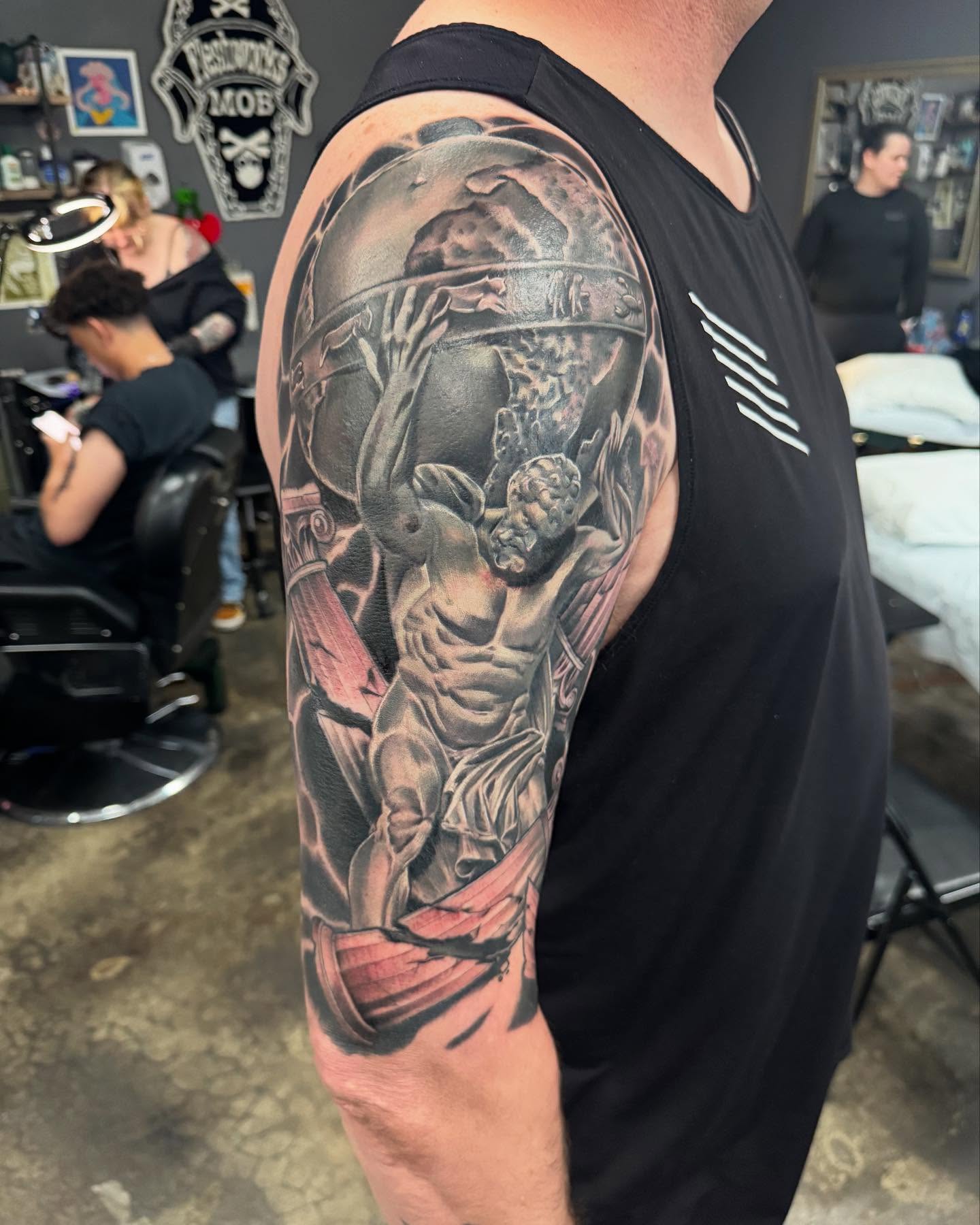Tattoo by @travisbrowntattoos — realism, black_and_grey