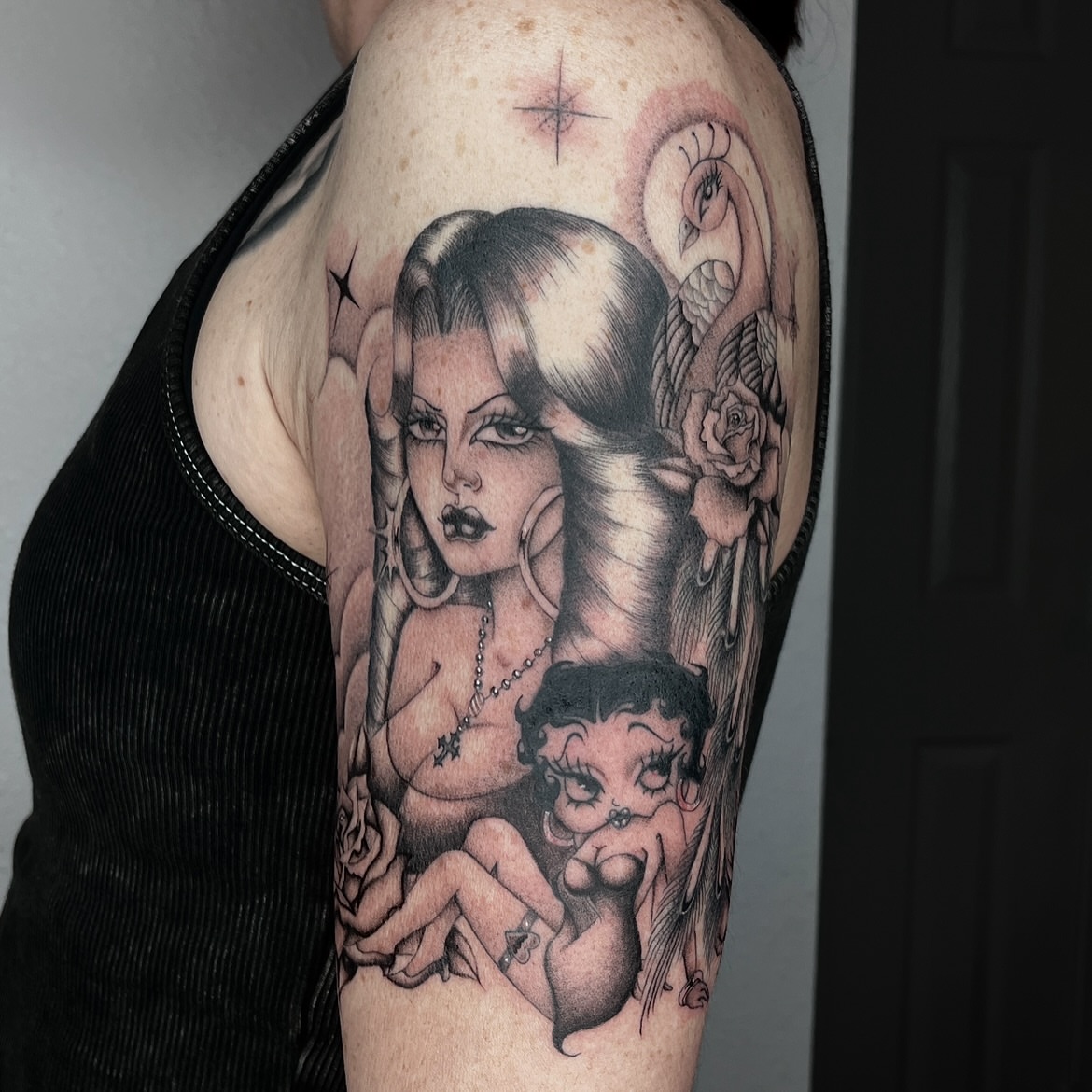 Tattoo by @ashleyworldpeace — black_and_grey, realism