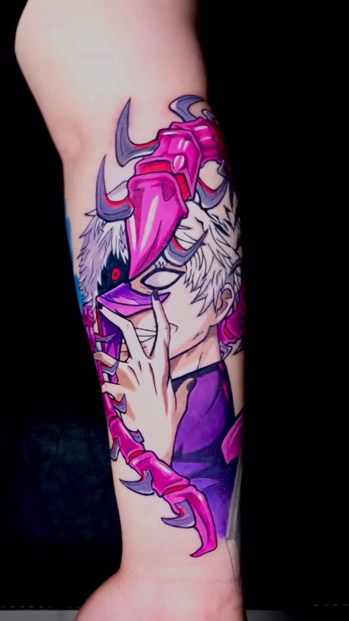 Anime character with mask anime tattoo by Dharma.tattoo