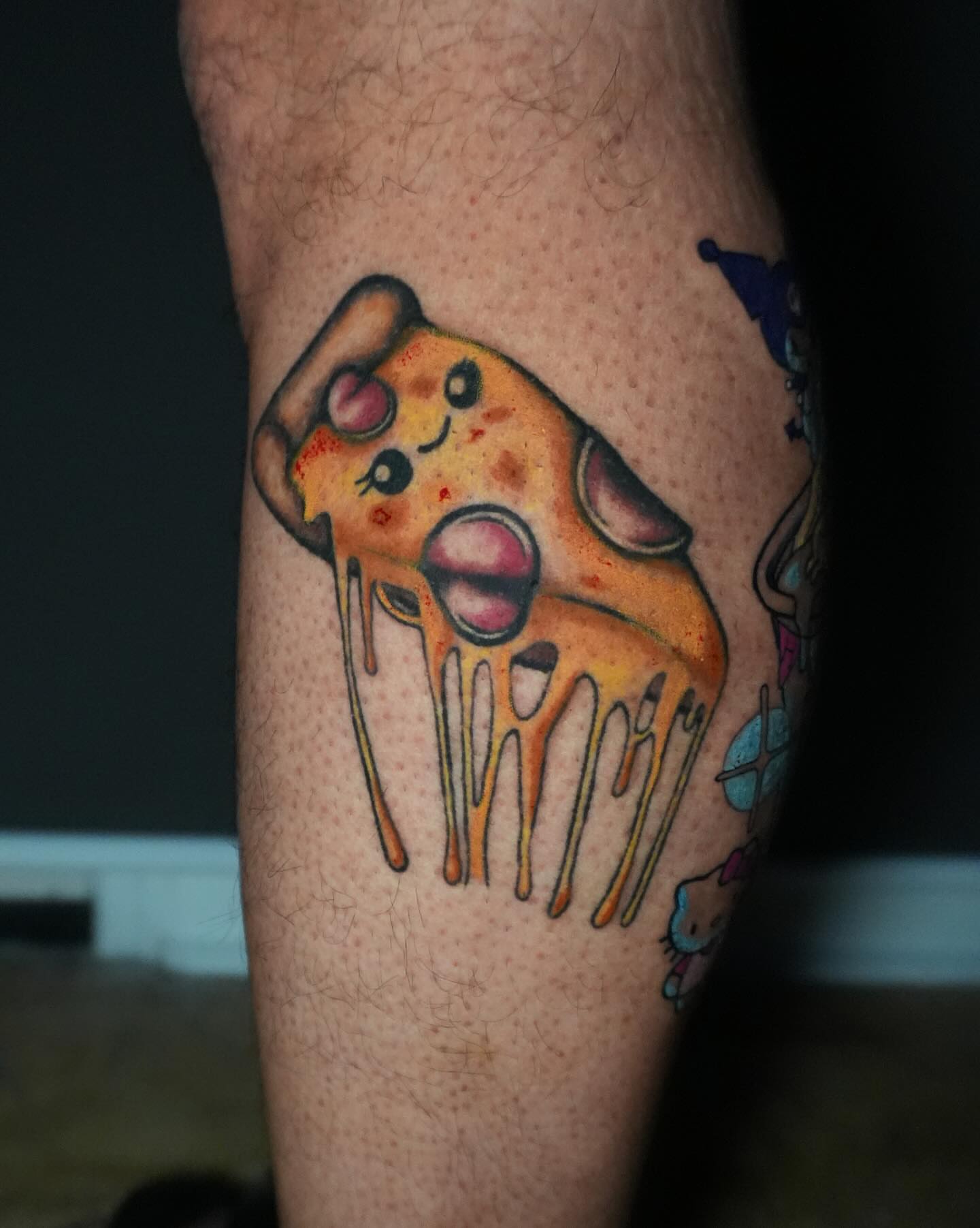 Pizza slice new school tattoo on the forearm by Sophie ✨ Nashville Tattoo Artist ✨