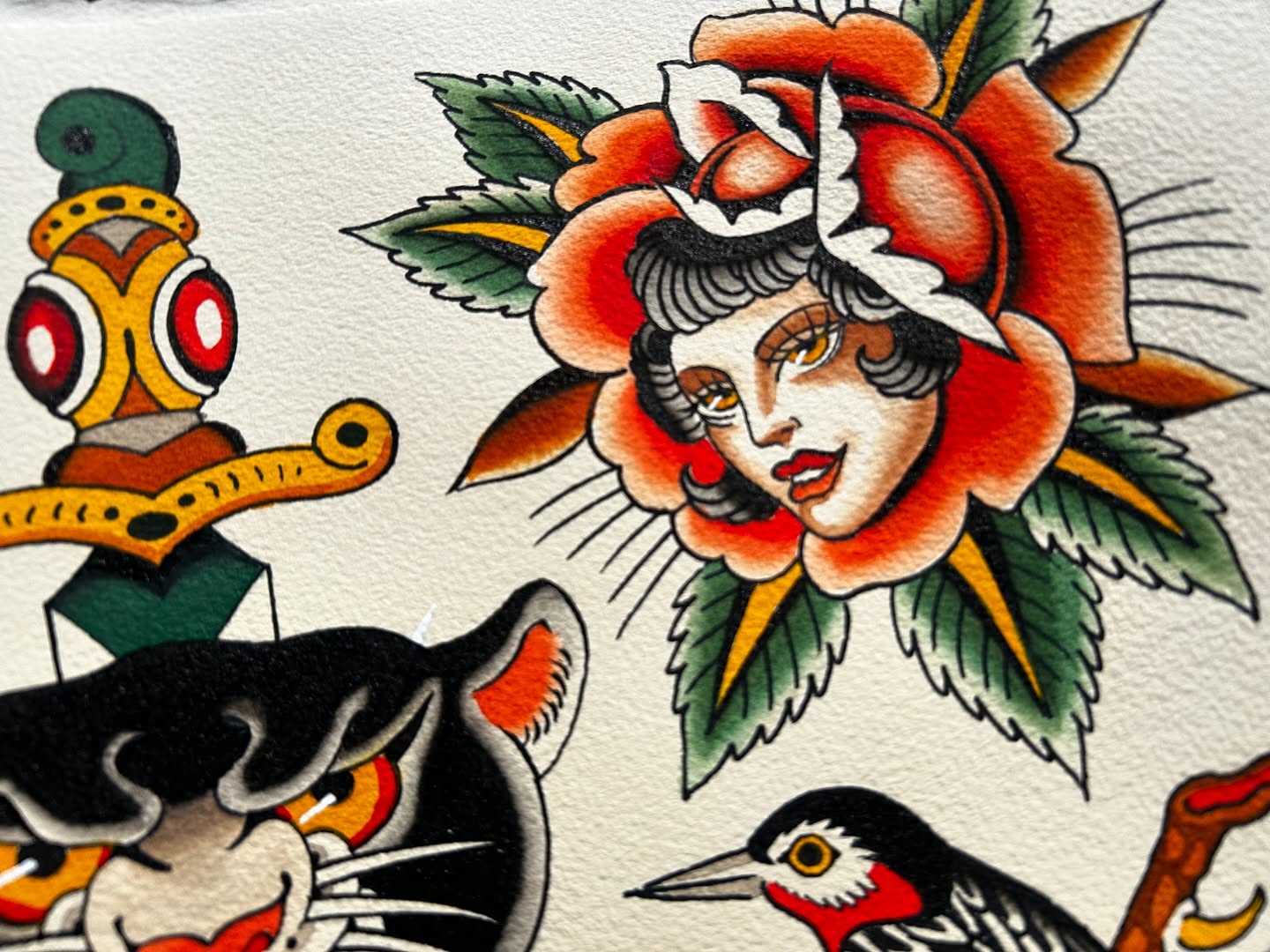 Rose and woman American traditional tattoo by Jade McKenzie, Temecula, California