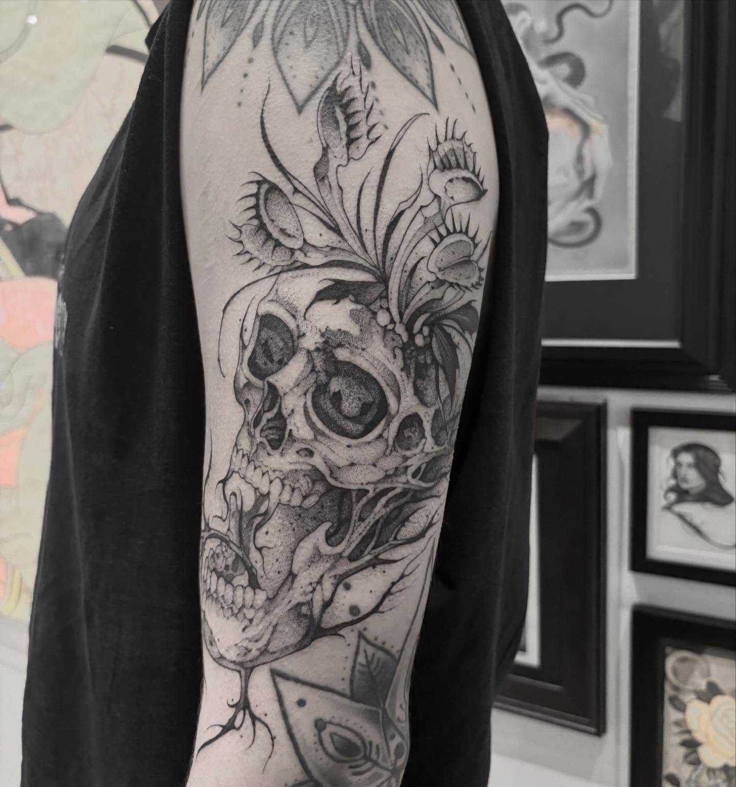 Tattoo by @blightttattoo — dotwork, realism