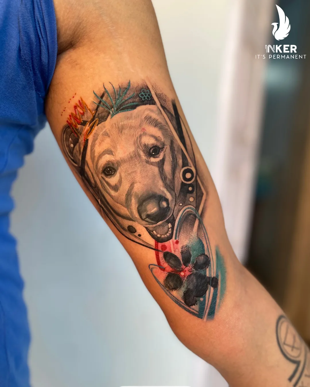 Dog portrait realism tattoo on the forearm by Shubhadeep Mukherjee