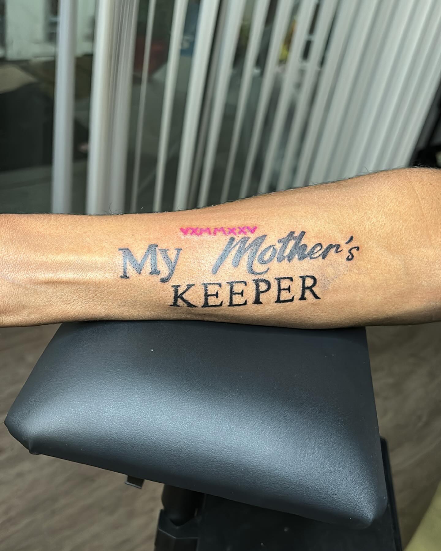 My Mother's Keeper lettering script tattoo on the forearm by 702tattoo💉🩸