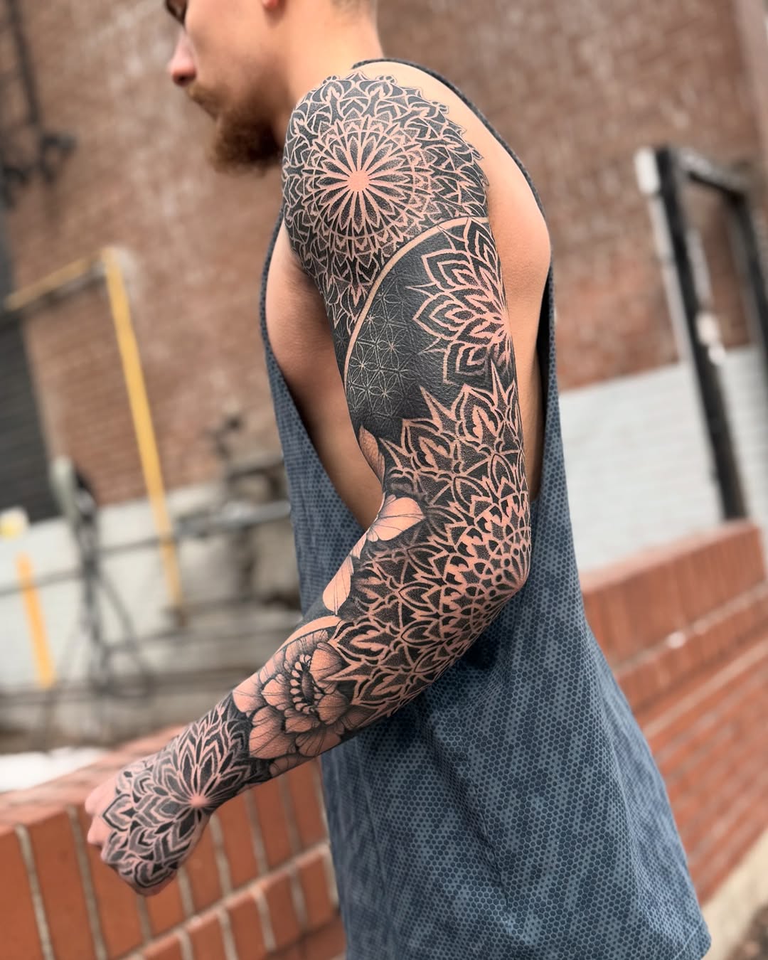 Tattoo by @fleur.tattoos — geometric, dotwork